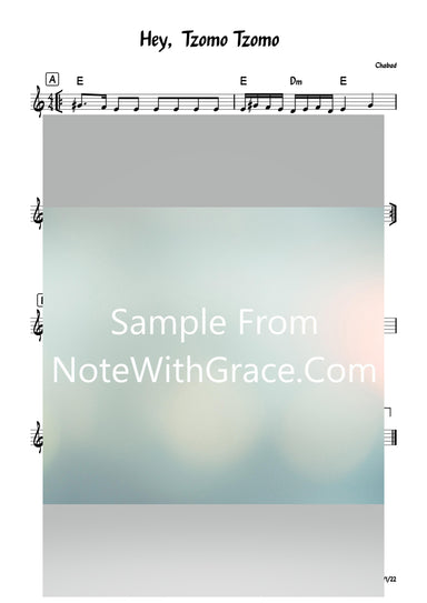 Hey, Tzomo Tzomo Lecha Nafshi Lead Sheet (Chabad)-Sheet music-NoteWithGrace.com
