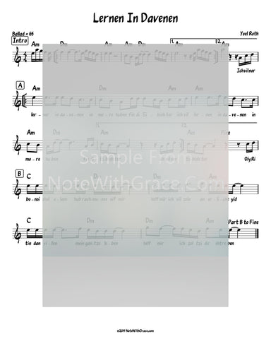 Lernen In Davenen Lead Sheet (Yoel Roth) Single Released 2014-Sheet music-NoteWithGrace.com