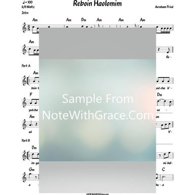 Reboin Haolomim Lead Sheet (Avraham Fried)-Sheet music-NoteWithGrace.com
